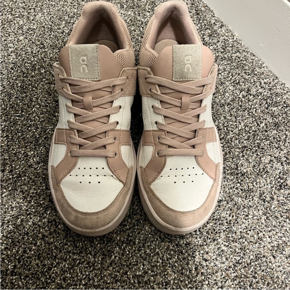 On Running Cream and White Sneakers